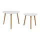 Paire de tables gigognes blanches et pieds bois