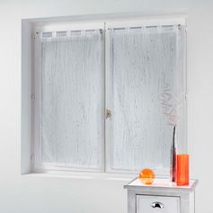 Paire de vitrage à passants polyester FILIANE blanc 60x120cm