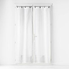 Paire de vitrages à anneaux LINKA polyester blanc 70x200cm