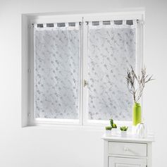 Paire de vitrages à passants polyester DALYA blanc 60x160cm