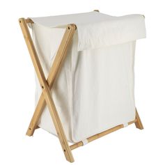 Panier à linge pliable bambou blanc 46x58x35cm