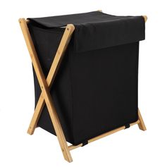 Panier à linge pliable bambou noir 46x58x35cm
