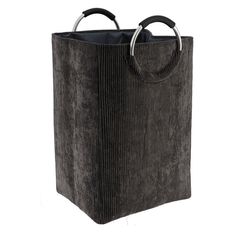 Panier à linge pliable gris velours 36x63x30cm