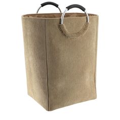 Panier à linge pliable taupe velours 36x63x30cm