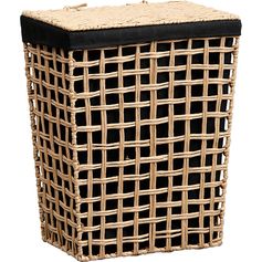 Panier à linge rectangulaire ajouré naturel noir 38x48x26cm