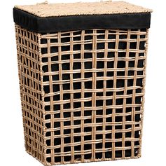 Panier à linge rectangulaire ajouré naturel noir 44x56x30.5cm