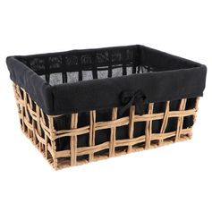 Panier ajourée rectangulaire lin noir 35x17x28cm