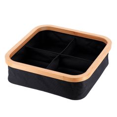 Panier carré chic intérieur 4 compartiments noir 30x30x9cm