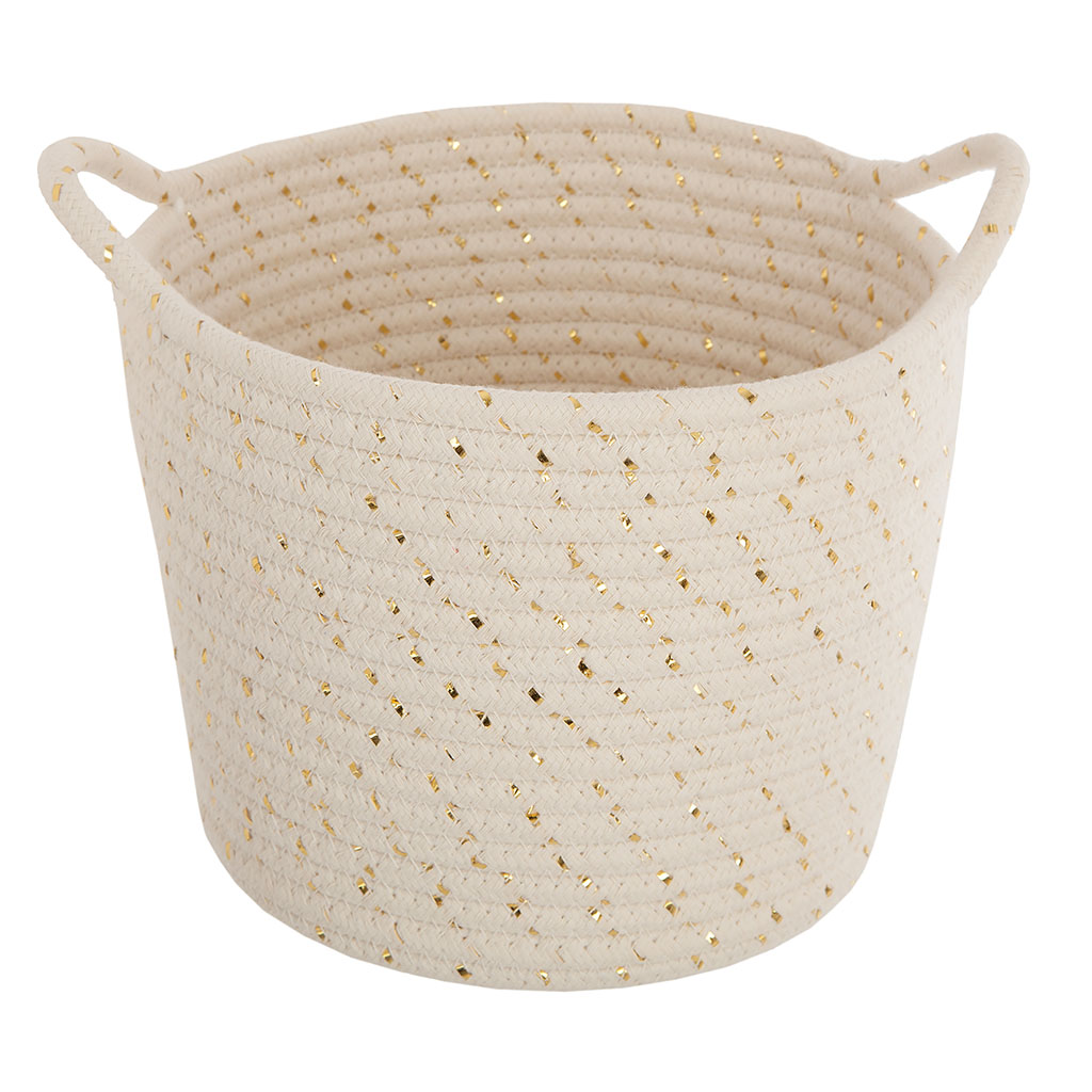 épine lace cotton panier Panier coton beige et lurex doré D 21x24cm - Centrakor