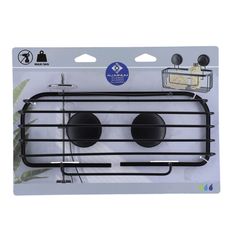 Panier de douche à ventouses métal noir 28x17.5x13.5cm