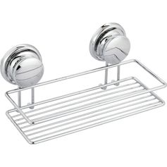 Panier de douche rectangulaire à ventouses métal chromé 25x10x7cm