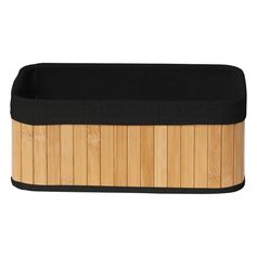 Panier de rangement bambou tissu noir 29.5x12x18.5cm