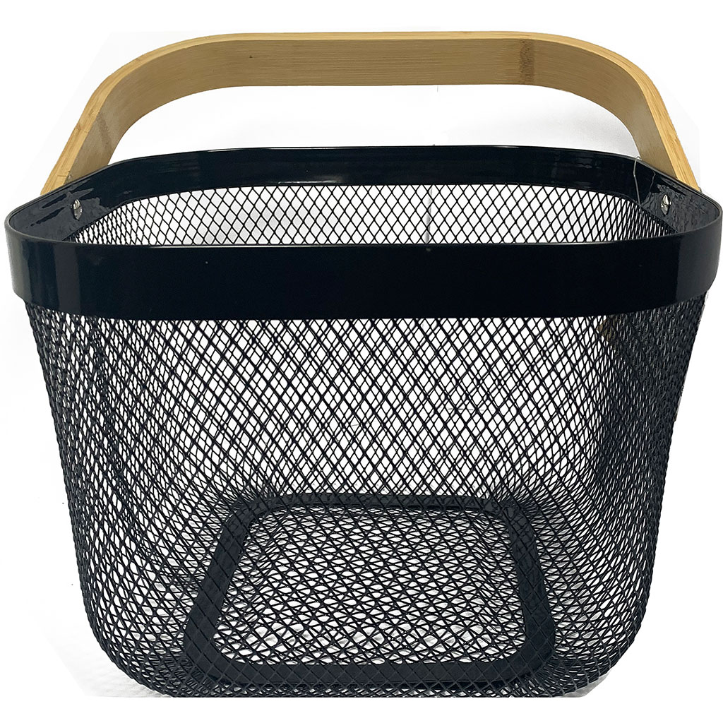 Panier Suspendu En Métal Noir - 22 X 22 X 22 Cm - Pour Rangement Fruits, Légumes, Jouets, Bureau