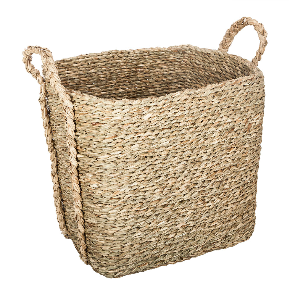 Panier de rangement carré polyester blanc 22x18x22cm - Centrakor