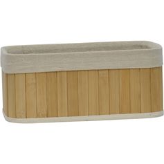 Panier de rangement rectangulaire bambou et lin 25x11x15cm