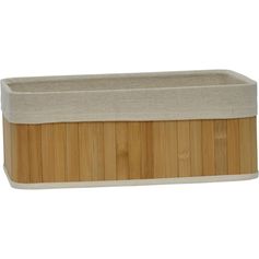 Panier de rangement rectangulaire bambou et lin 33.5x13x22cm