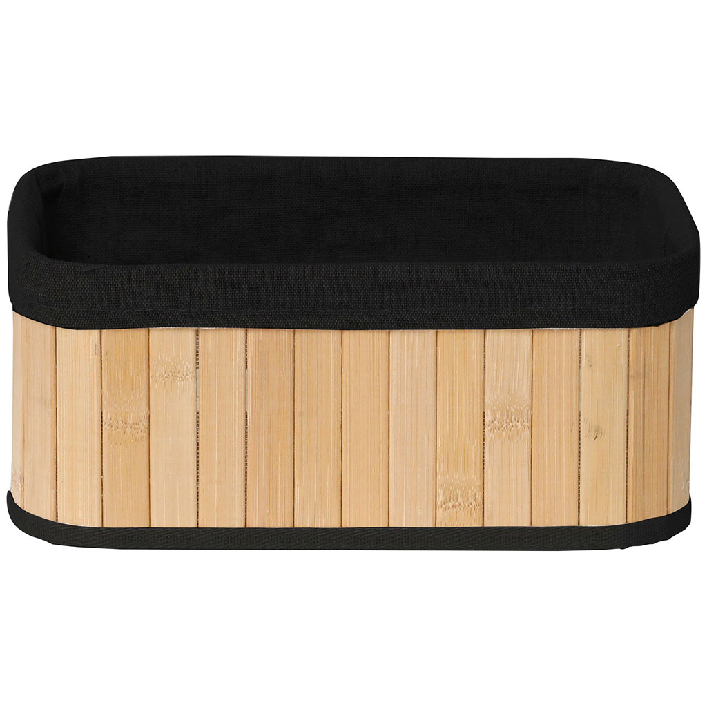 Boîte à pain rectangulaire métal et bambou noir 16x30x18cm - Centrakor