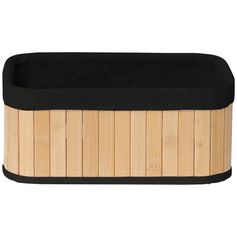 Panier de rangement rectangulaire bambou tissu noir 25x11x15cm