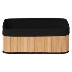 Panier de rangement rectangulaire bambou tissu noir 33.5x13x22cm