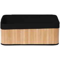 Panier de rangement rectangulaire bambou tissu noir 38x14.5x26cm