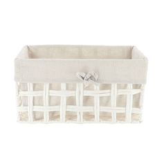 Panier de rangement rectangulaire tressé blanc 35x18x20cm