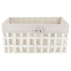 Panier de rangement rectangulaire tressé blanc 40x19x23cm