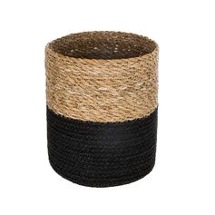 Panier de rangement seagrass jute noir 24x24x24cm