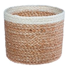 Panier jute rond blanc naturel 18x14x18cm