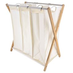 Panier linge chic intérieur 3 cases naturel 68x40x76cm