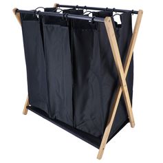 Panier linge chic intérieur 3 cases noir 68x40x76cm