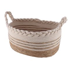 Panier ovale tressé beige 33x16x23cm