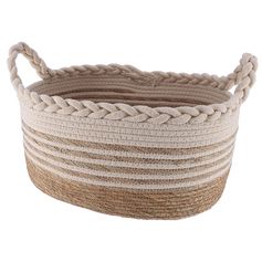 Panier ovale tressé beige 38x18x28cm