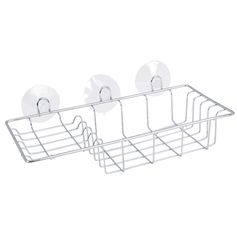 Panier porte-savon à ventouses chrome 27x9.5x14cm