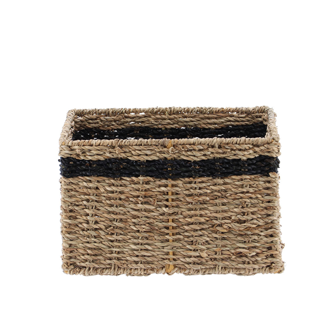 Panier rectangulaire osier naturel et noir 22x14x19cm Centrakor