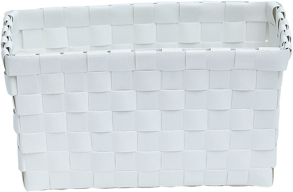 Panier à linge avec anses roseau tressé et coton blanc D 33.5x45cm -  Centrakor