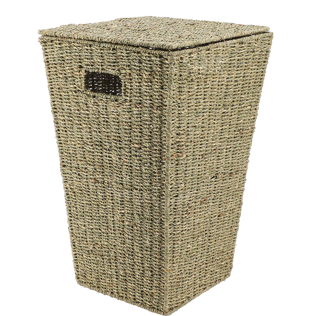 Panière à linge évasé avec couvercle osier 33x54x33cm Centrakor