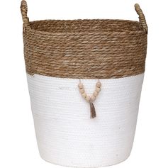 Panière à linge perle blanche H45cm