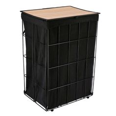 Panière à linge pliable avec couvercle noir 40x60x30cm