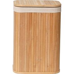 Panière à linge rectangulaire bambou tissu lin 34x50x24cm