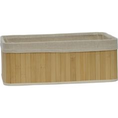 Panière à linge rectangulaire bambou tissu lin 38x14.5x26cm
