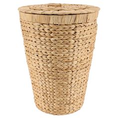 Panière à linge tressée ronde avec couvercle jacinthe D 40cm