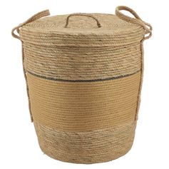 Panière linge couvercle osier naturel 43x37cm