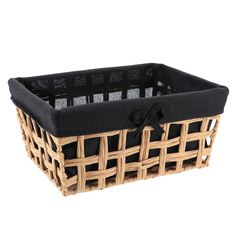 Panière rectangulaire ajourée naturel noir 32x15x24cm