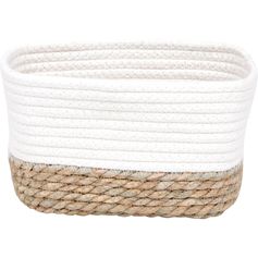 Panière rectangulaire coton blanc naturel 23x13.5x15cm