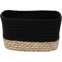 Panière rectangulaire coton noir naturel 21x12x13cm