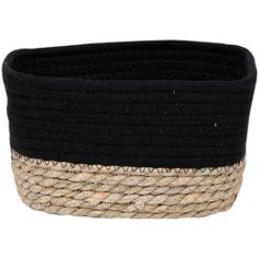 Panière rectangulaire coton noir naturel 23x13.5x15cm