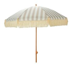 Parasol droit inclinable rond rayé taupe et blanc 2m