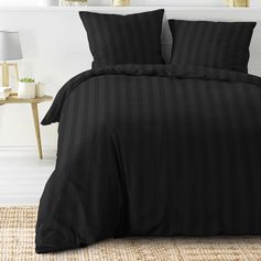 Parure de lit satin CLEO microfibre noir 220x240cm