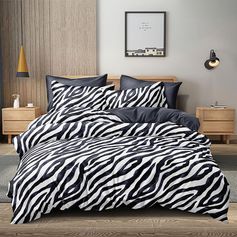 Parure housse de couette ALLOVER ZEBRE noir et blanc 220x240cm