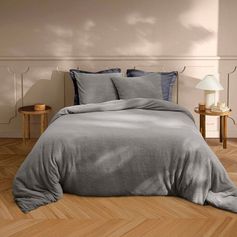 Parure housse de couette bouclette HELA gris anthracite 220x240cm